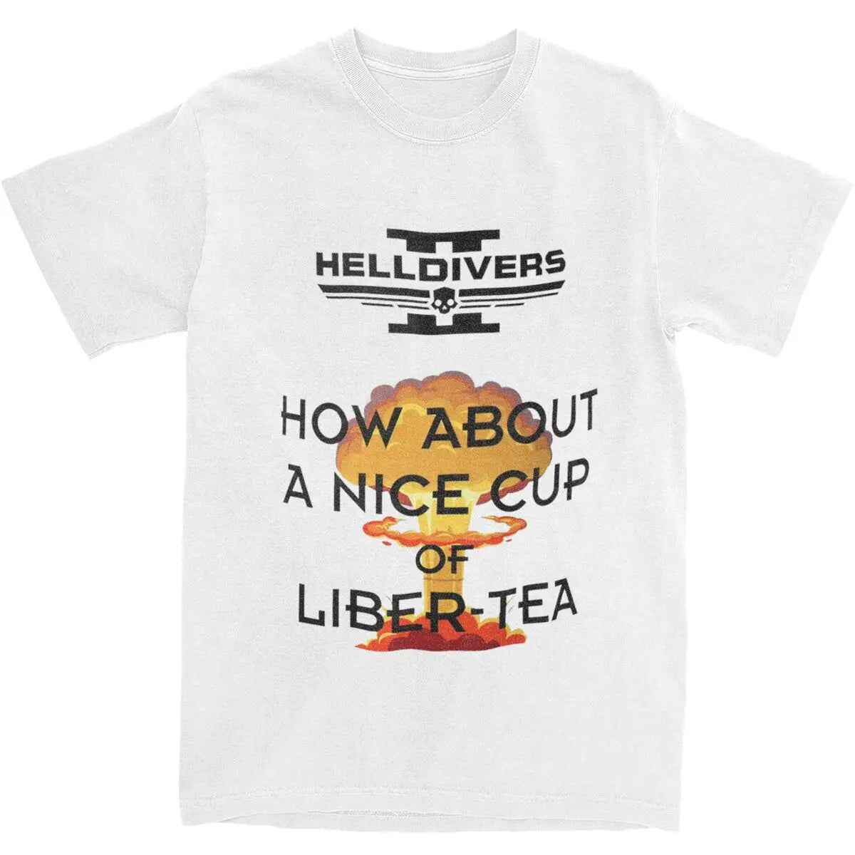 Helldivers 2 T Shirt a nice cup of Liber-Tea Hip Hop T Shirts Short-Sleeve Y2K Funny Tshirt Summer Cotton O Neck 5XL 6XL Tees