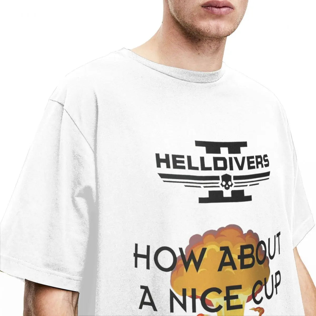 Helldivers 2 T Shirt a nice cup of Liber-Tea Hip Hop T Shirts Short-Sleeve Y2K Funny Tshirt Summer Cotton O Neck 5XL 6XL Tees