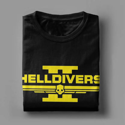 Helldivers Scifi Video Game T-Shirts Men Vintage Cotton Tees O Neck Short Sleeve T Shirts 4XL 5XL 6XL Clothes